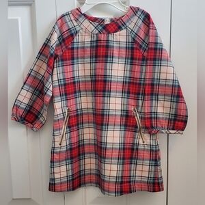 Baby GAP Toddler Girls Red Green Tartan Plaid Shift Dress Lined Size 3 Years